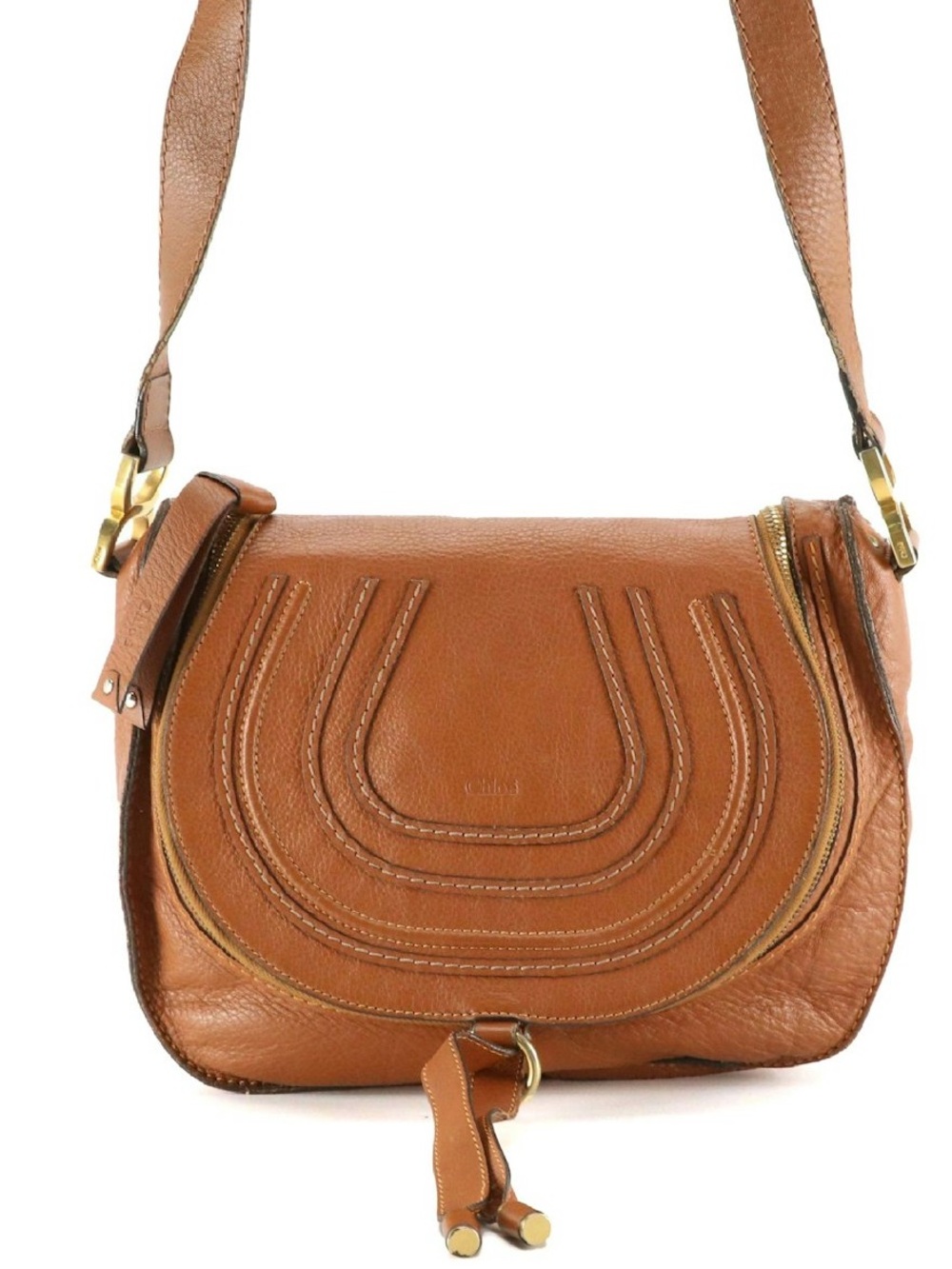 Chloè Marcie Saddle Crossbody Bag in Grained Calfskin Leather